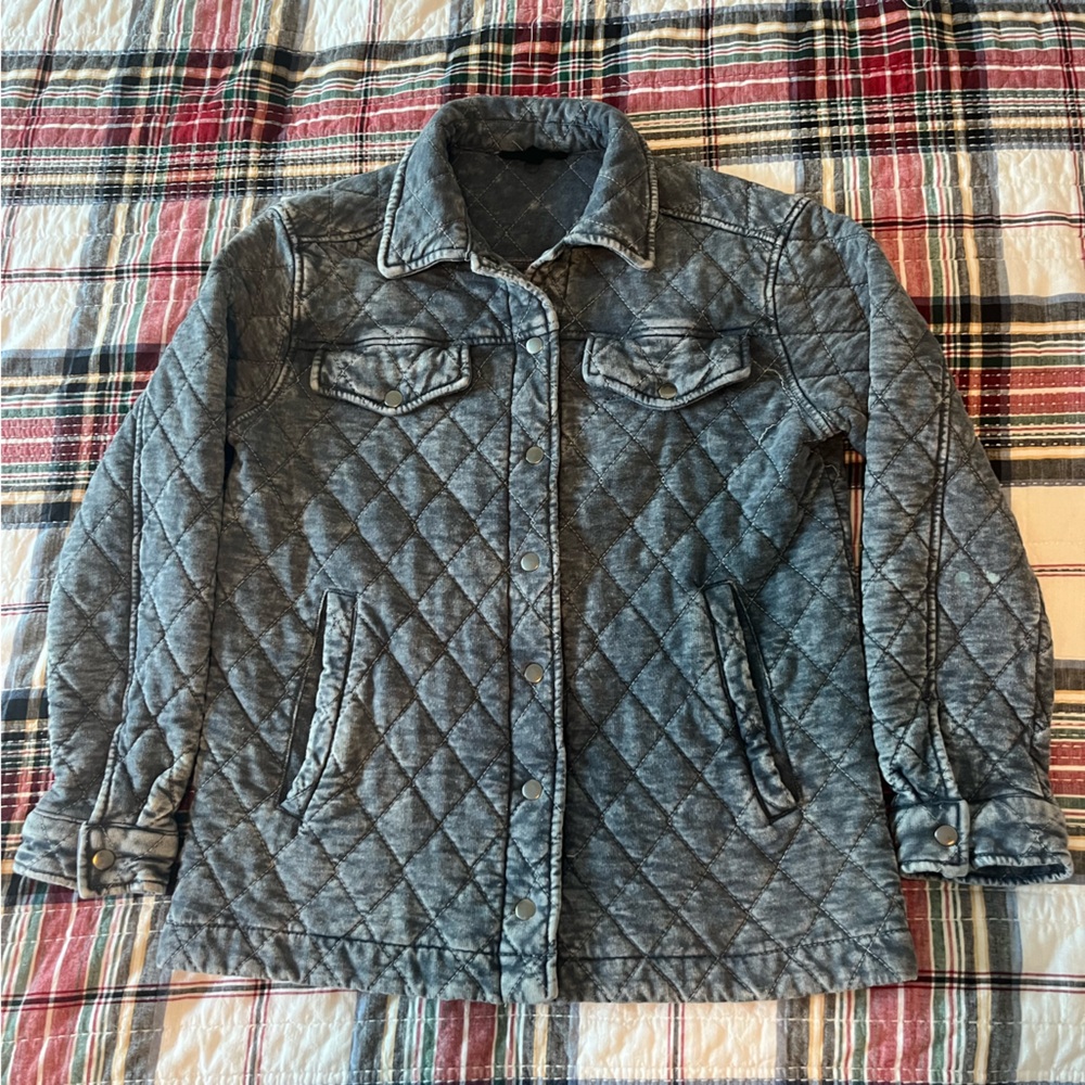 Quilted Distressed Gray Shacket